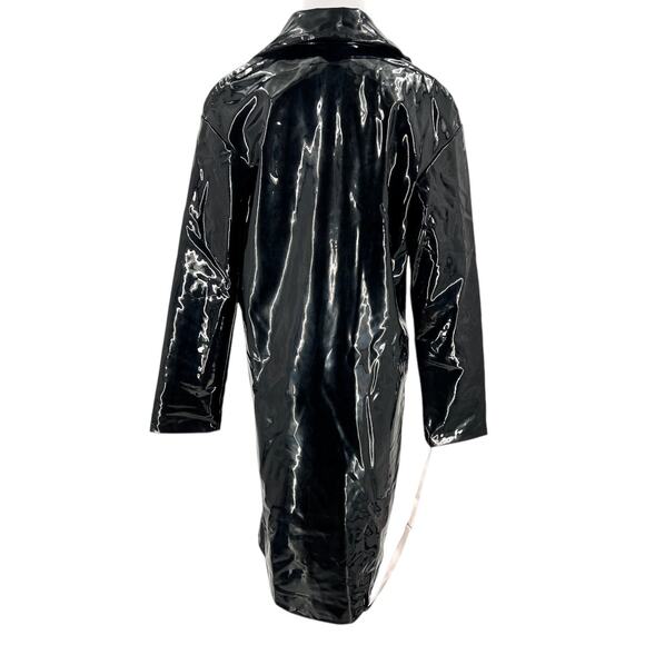 House of CB Womens Maniri Black Patent Vinyl Trench Coat Jacket Size Small S - Picture 8 of 12